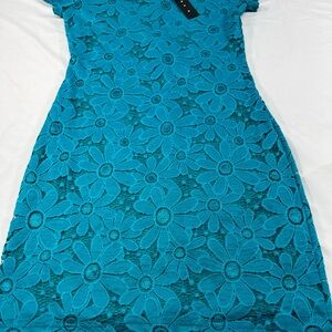 Tiana B. Blue Sheath Mini‎ Dress Short Sleeve Crew Neck